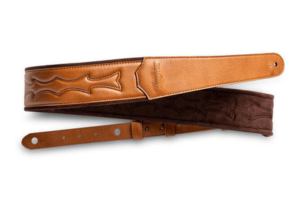 Taylor Vegan Leather Strap, Tan w/Stitching, 2.75", Embossed Logo
