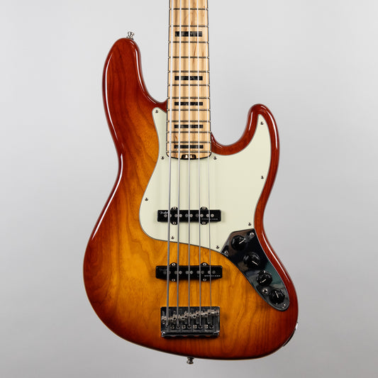 Used 2019 Fender American Elite Jazz Bass V, Tobacco Sunburst