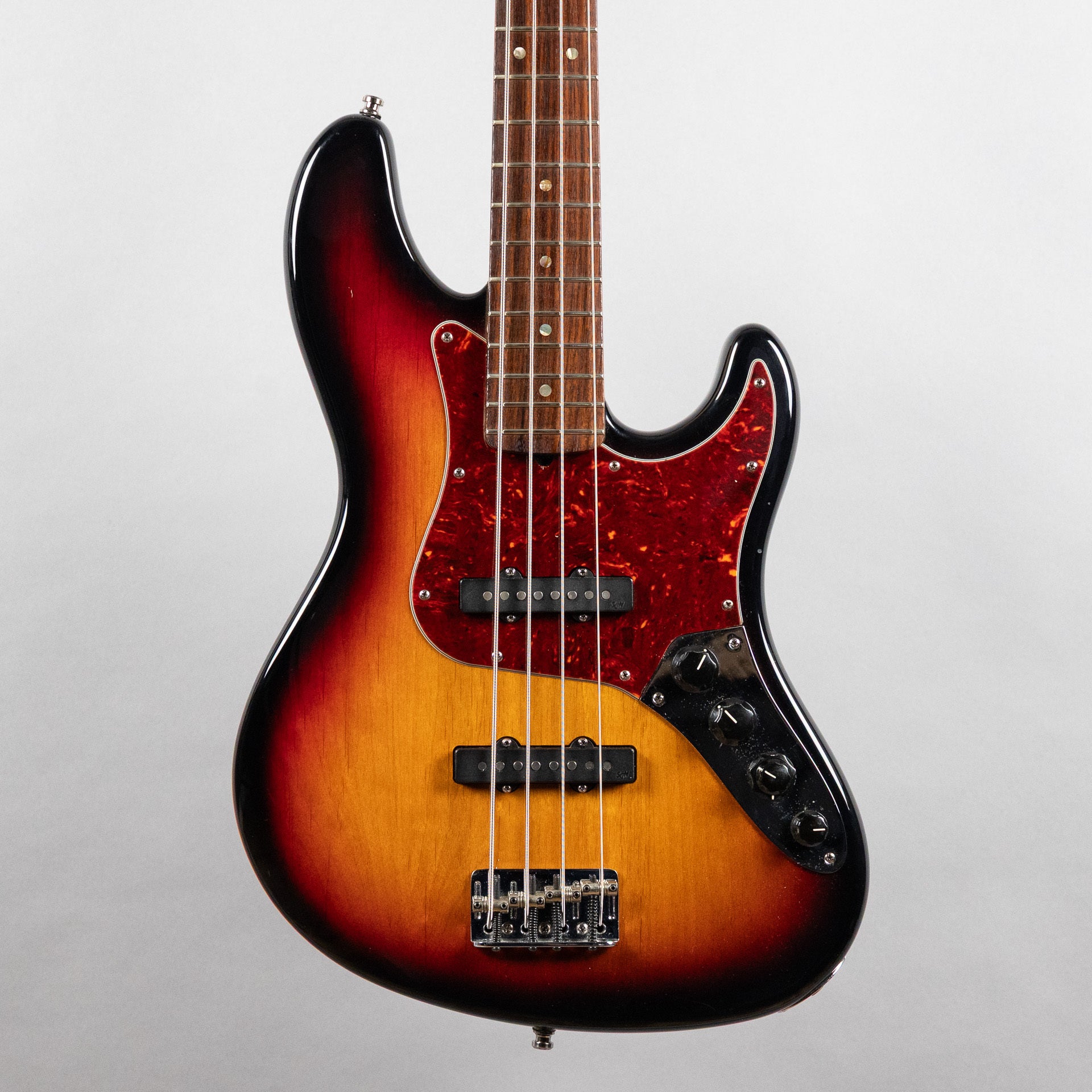 Used 2008 Fender American Deluxe Jazz Bass, 3-Tone Sunburst, w/Hardshell Case