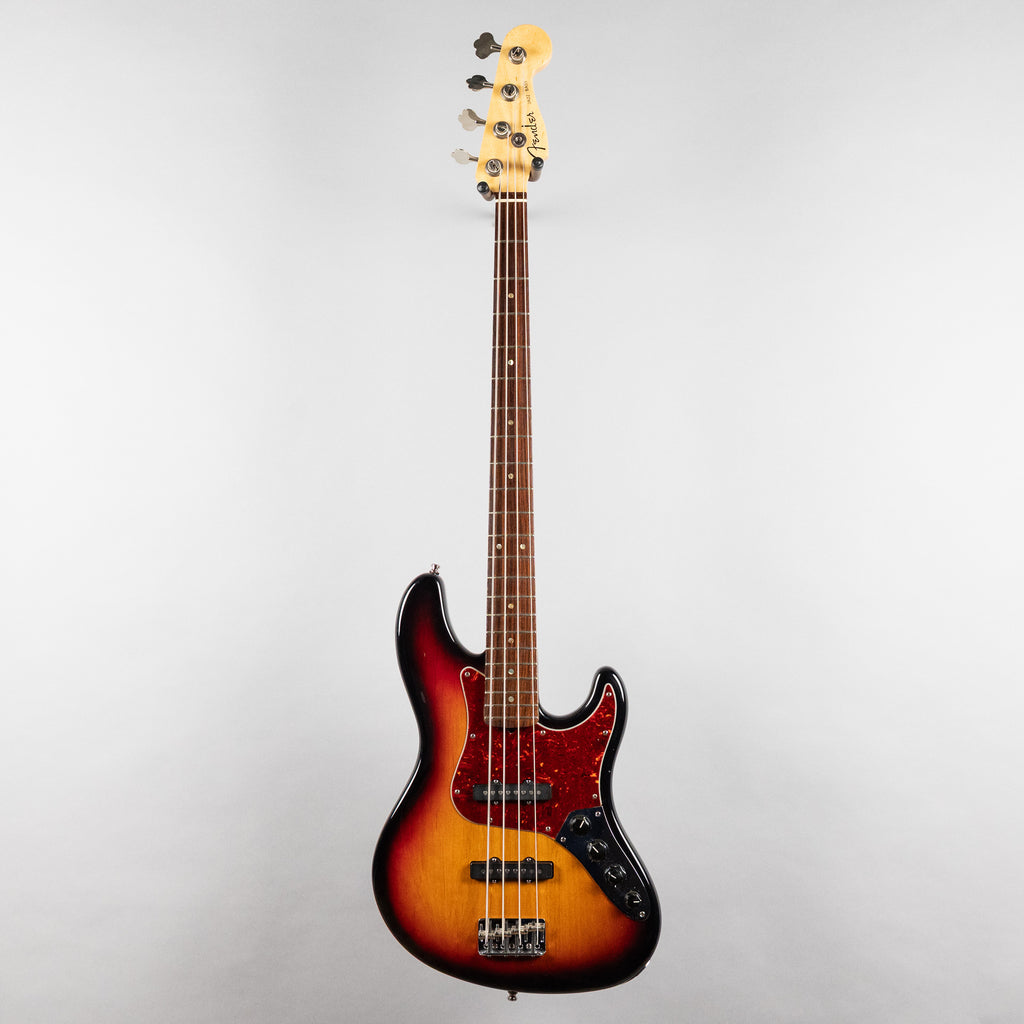 Used 2008 Fender American Deluxe Jazz Bass, 3-Tone Sunburst, w/Hardshell Case