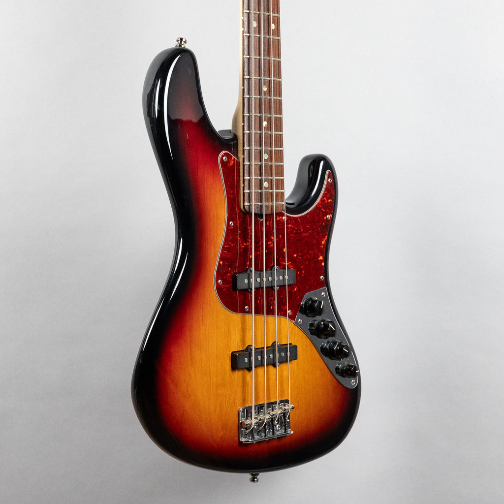 Used 2008 Fender American Deluxe Jazz Bass, 3-Tone Sunburst, w/Hardshell Case