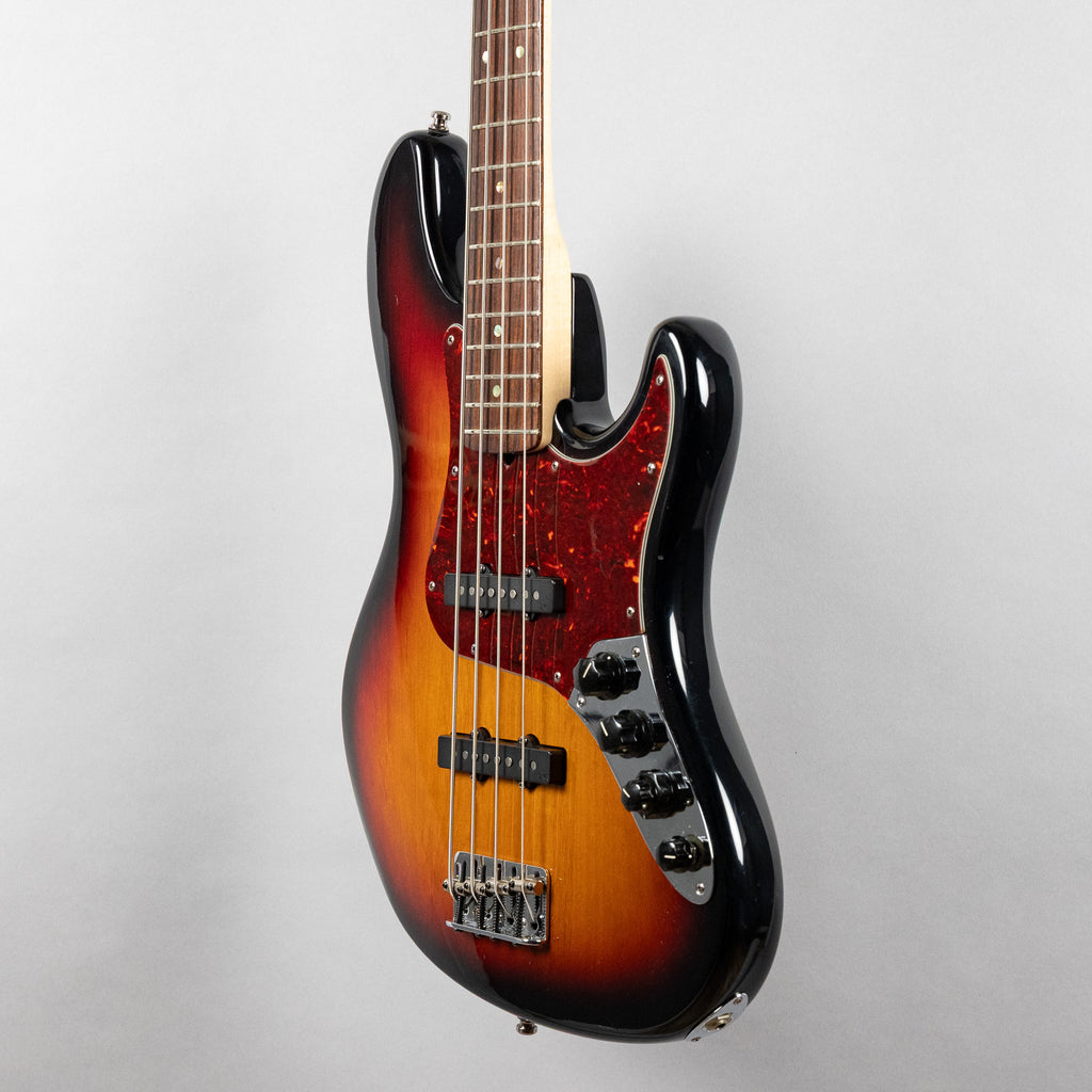 Used 2008 Fender American Deluxe Jazz Bass, 3-Tone Sunburst, w/Hardshell Case