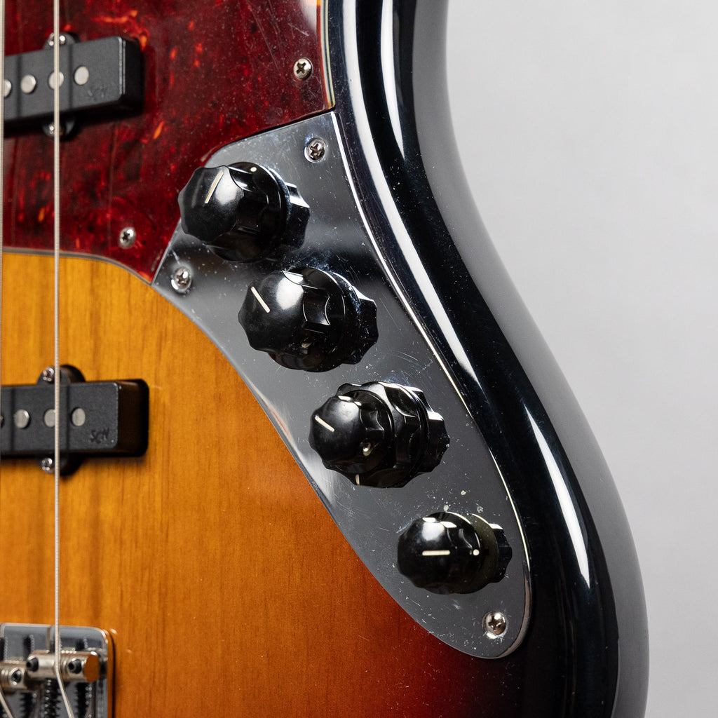 Used 2008 Fender American Deluxe Jazz Bass, 3-Tone Sunburst, w/Hardshell Case