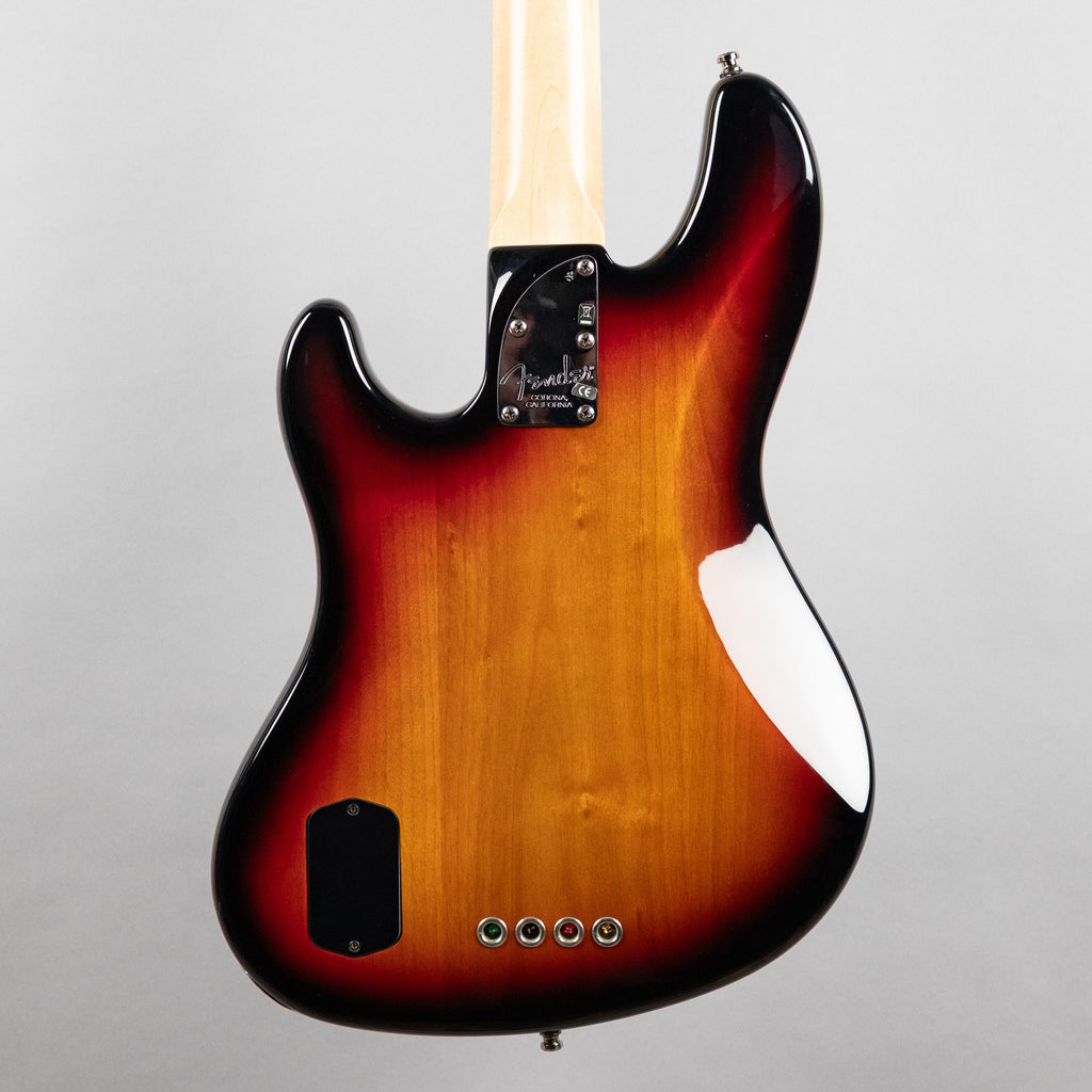 Used 2008 Fender American Deluxe Jazz Bass, 3-Tone Sunburst, w/Hardshell Case