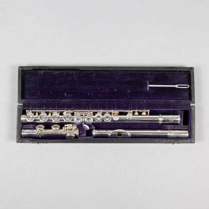 Used H. Bettoney Sterling Silver Closed Hole Flute W/Case