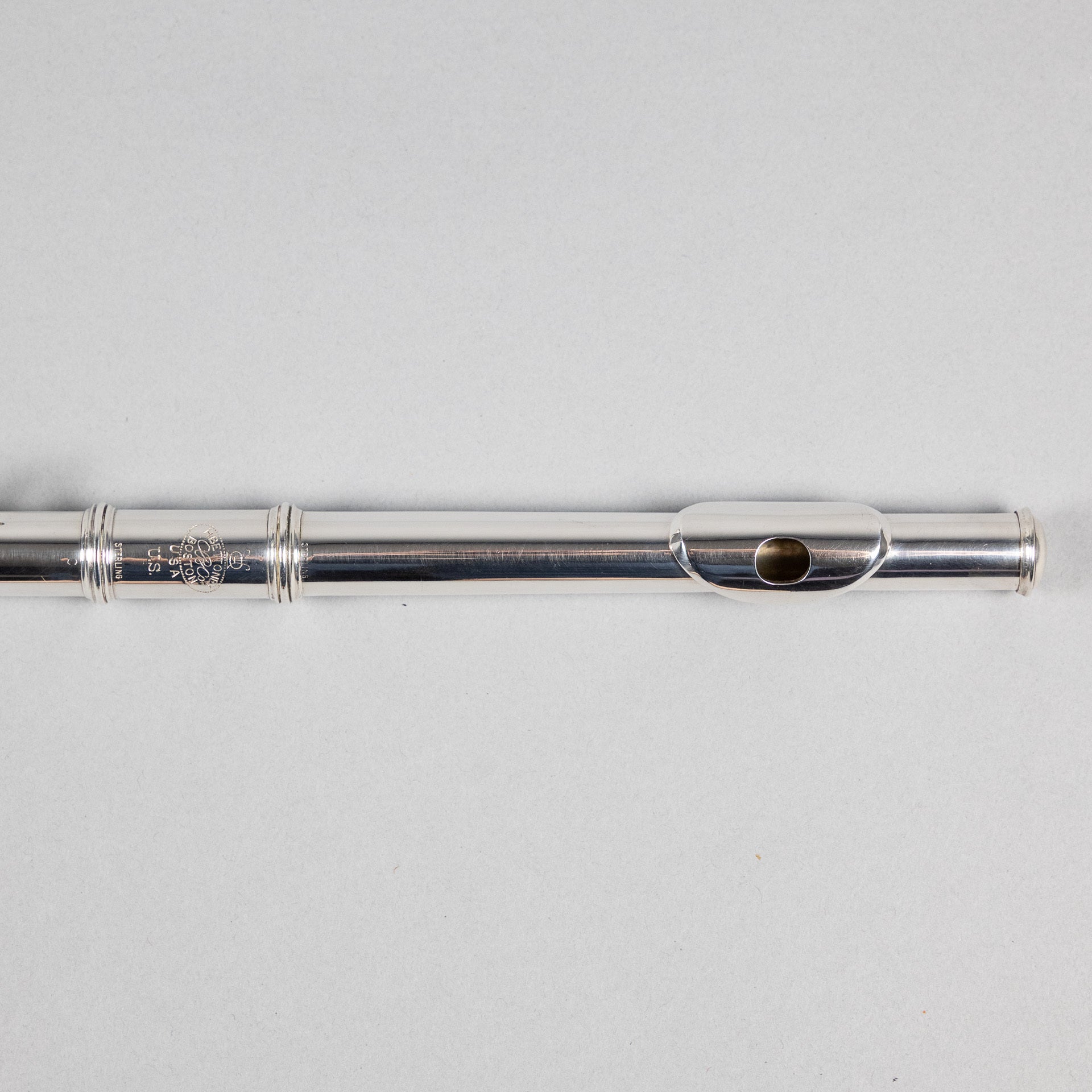 Used H. Bettoney Sterling Silver Closed Hole Flute W/Case