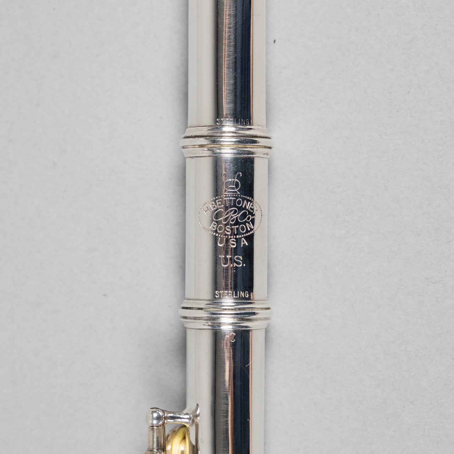Used H. Bettoney Sterling Silver Closed Hole Flute W/Case