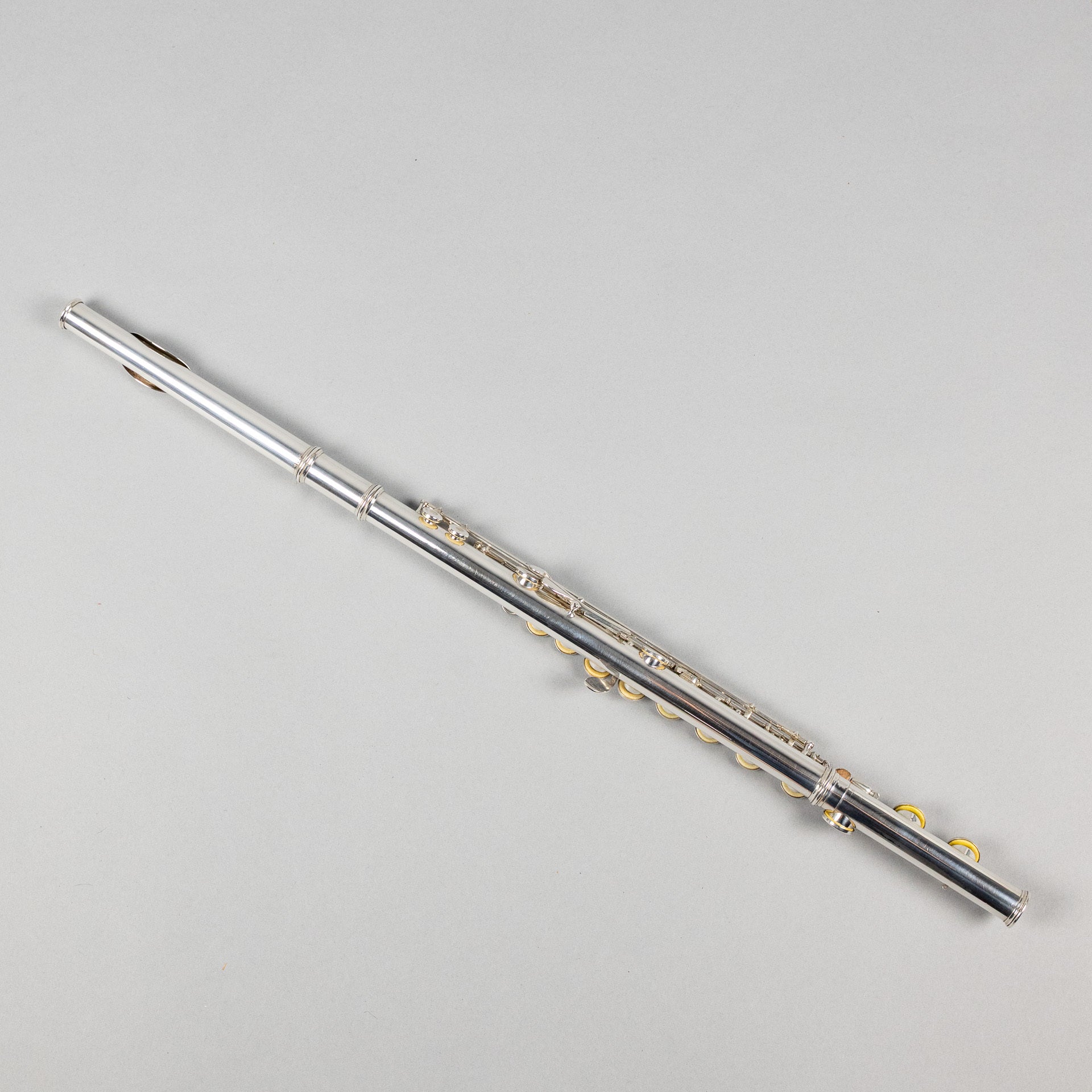Used H. Bettoney Sterling Silver Closed Hole Flute W/Case