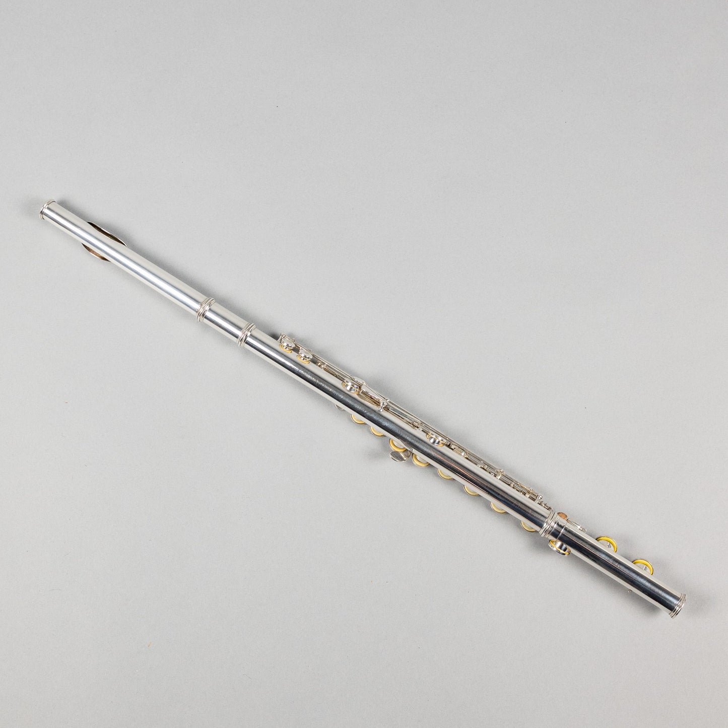 Used H. Bettoney Sterling Silver Closed Hole Flute W/Case