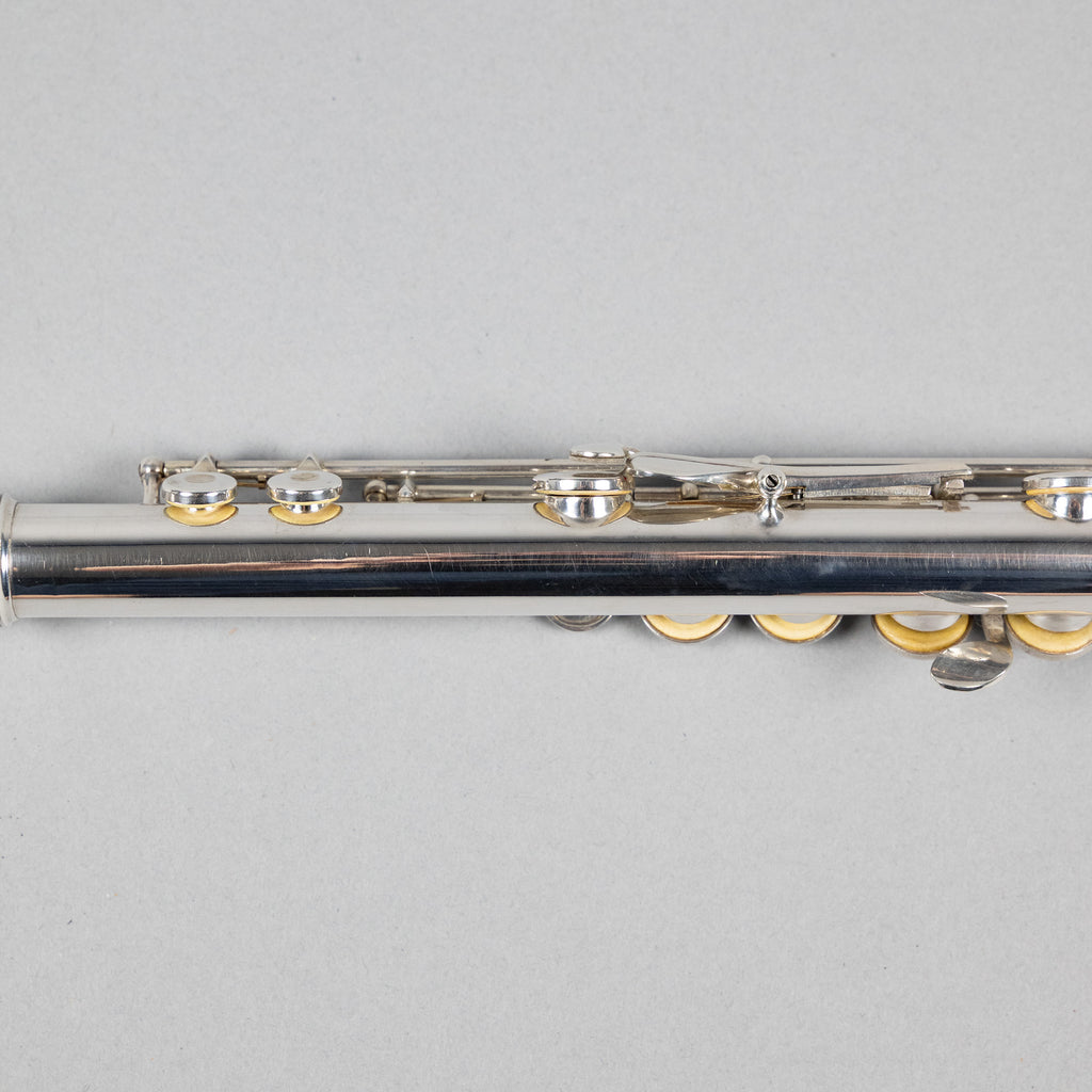 Used H. Bettoney Sterling Silver Closed Hole Flute W/Case