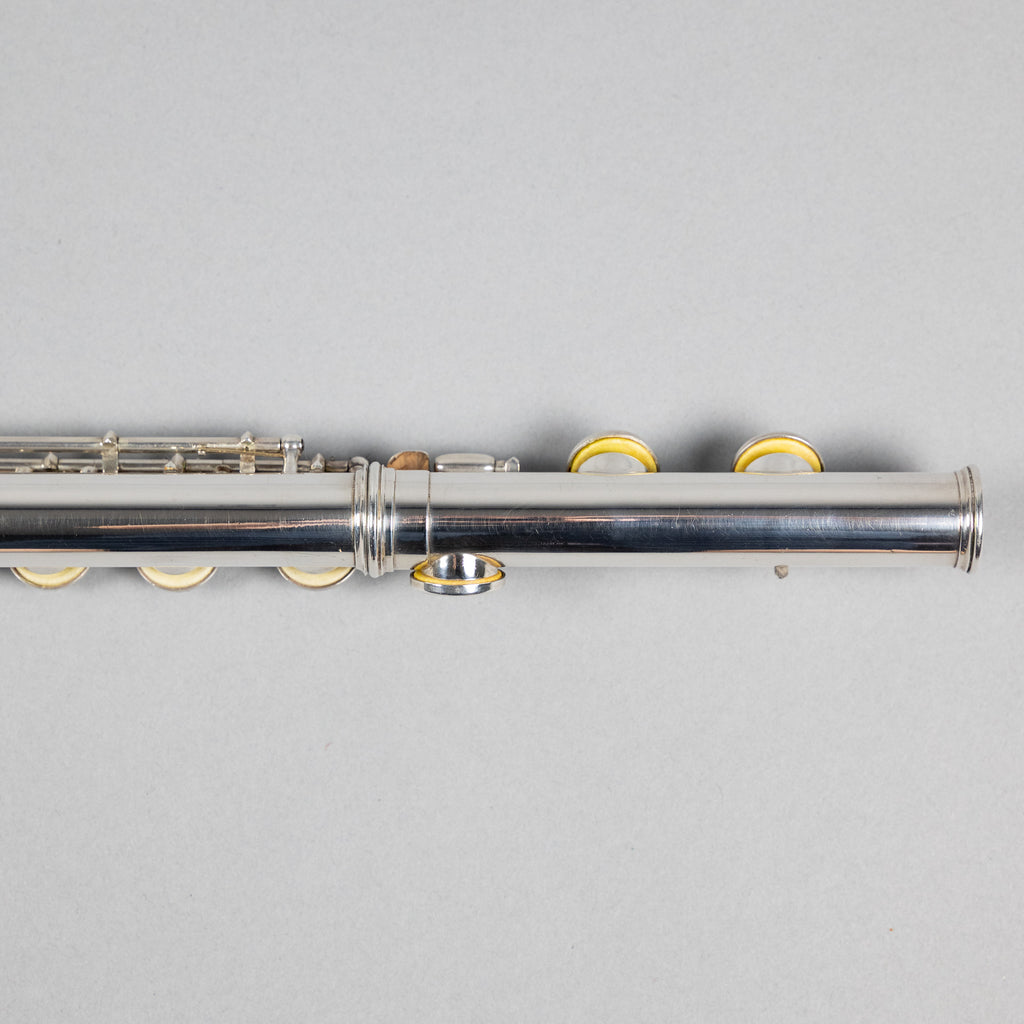 Used H. Bettoney Sterling Silver Closed Hole Flute W/Case
