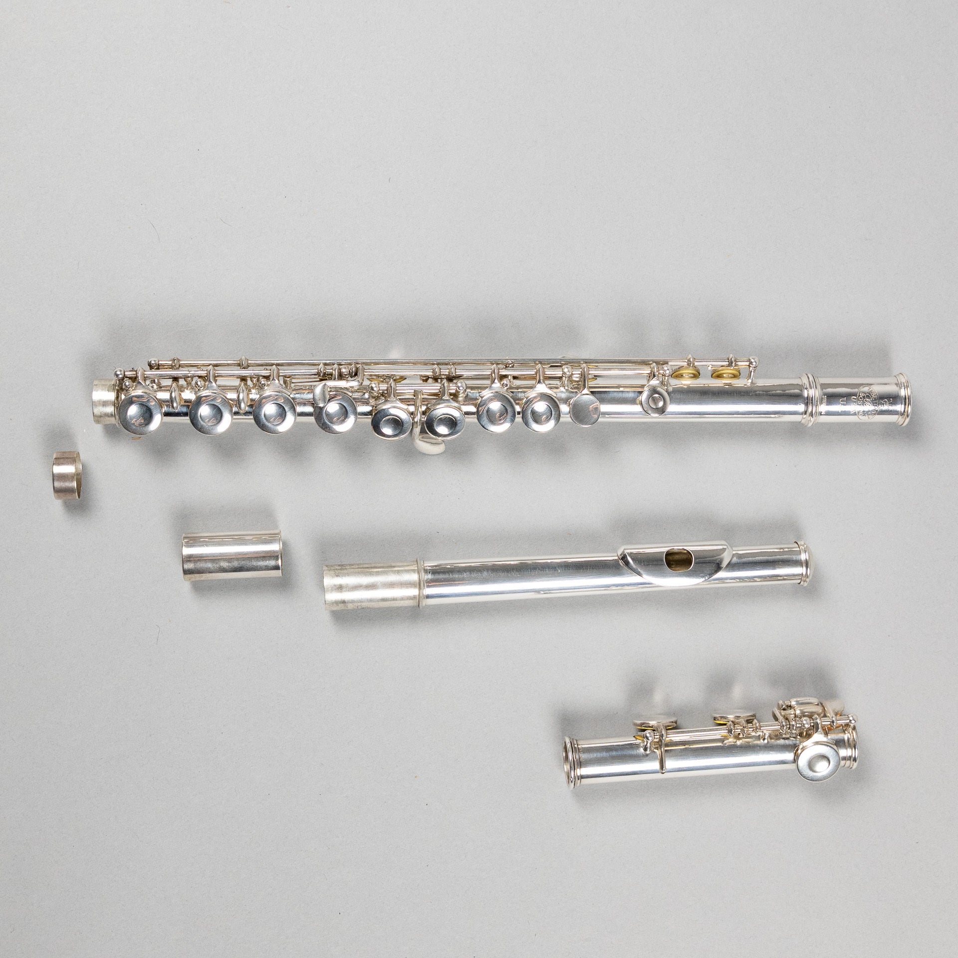 Used H. Bettoney Sterling Silver Closed Hole Flute W/Case