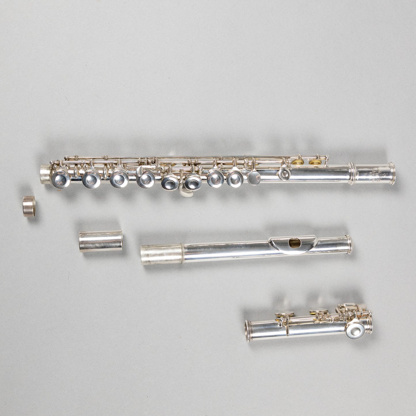 Used H. Bettoney Sterling Silver Closed Hole Flute W/Case