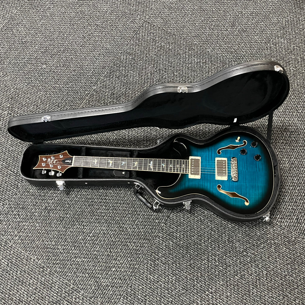 Used Paul Reed Smith SE Hollowbody II Piezo, Peacock Blue, w/Case