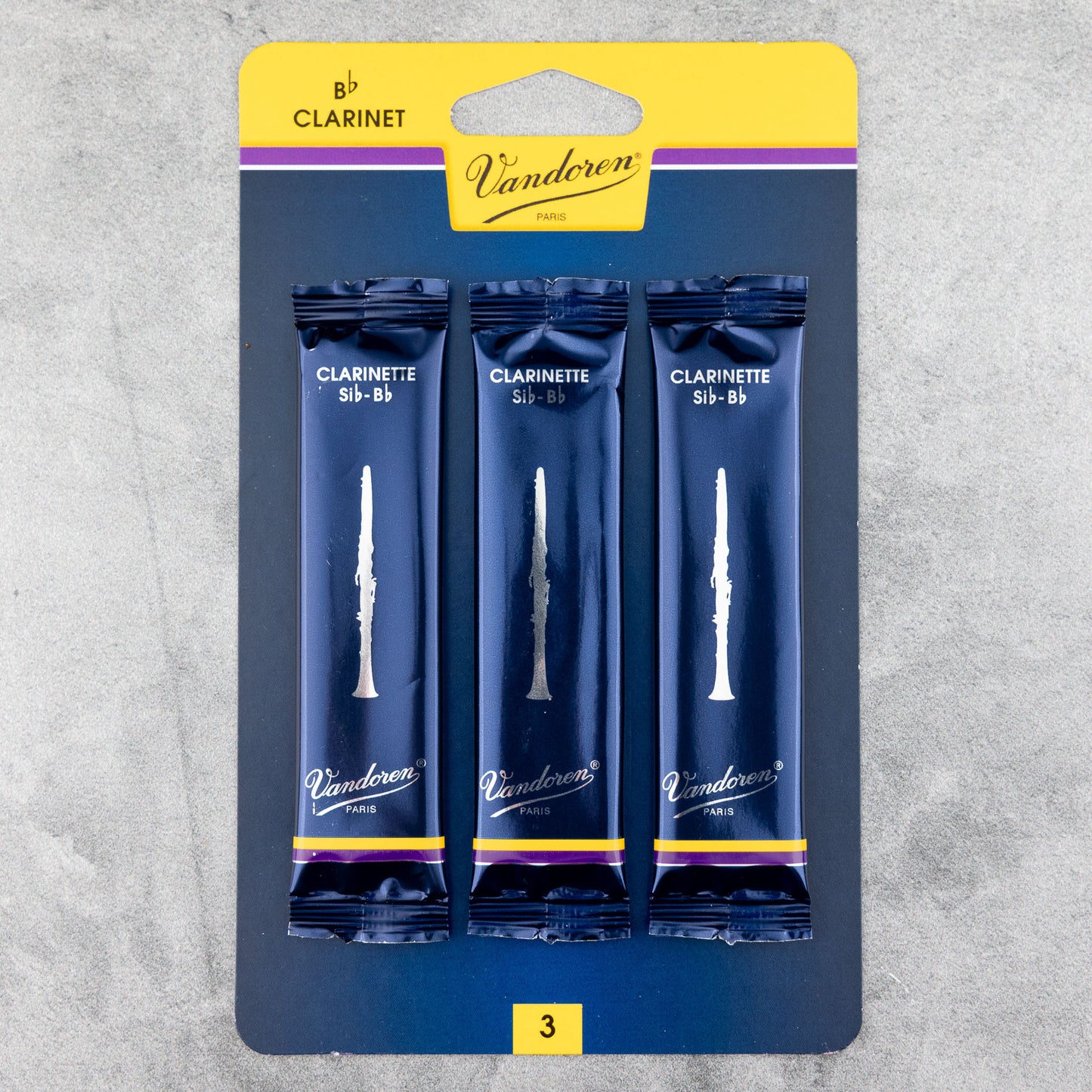 Vandoren 3 Card Traditional Bb Clarinet Reeds, Strength 3
