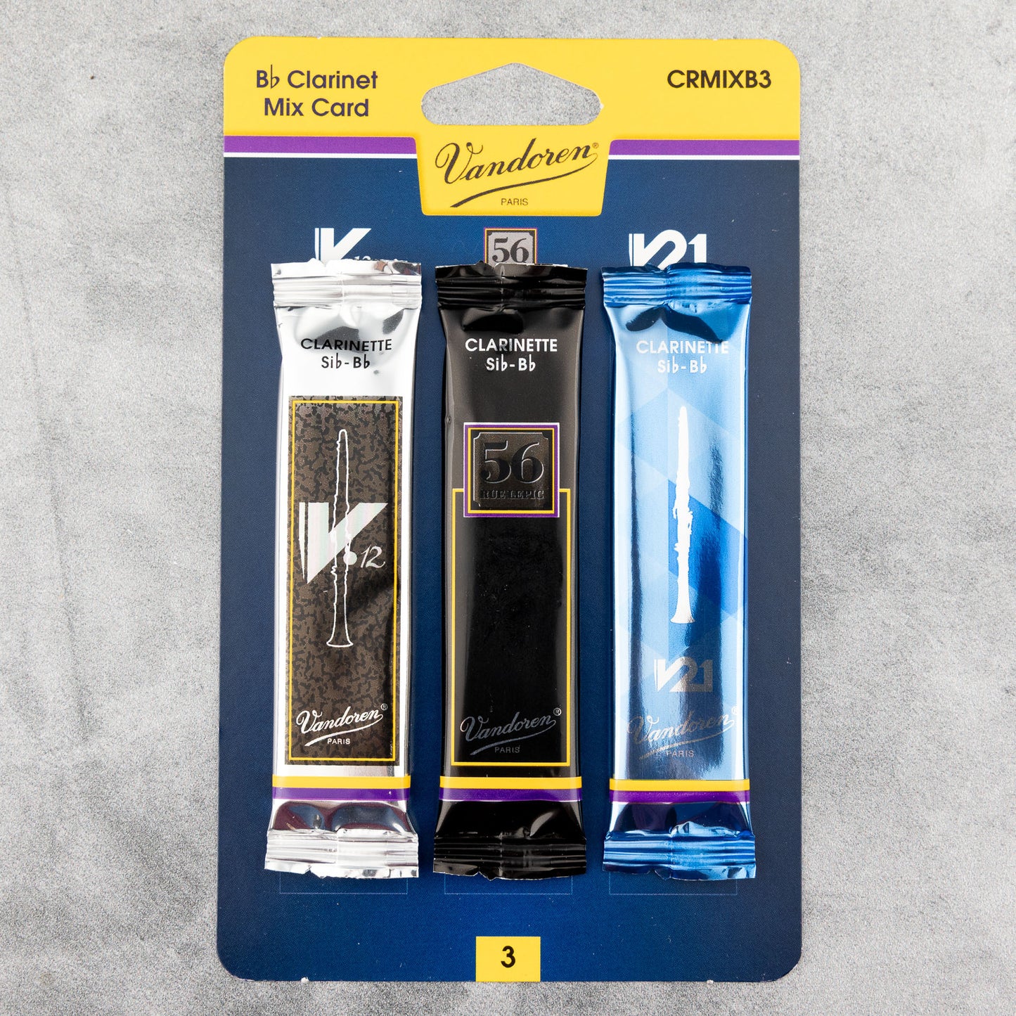 Vandoren Bb Clarinet Mix Card Reed Variety 3-Pack, Strength 3