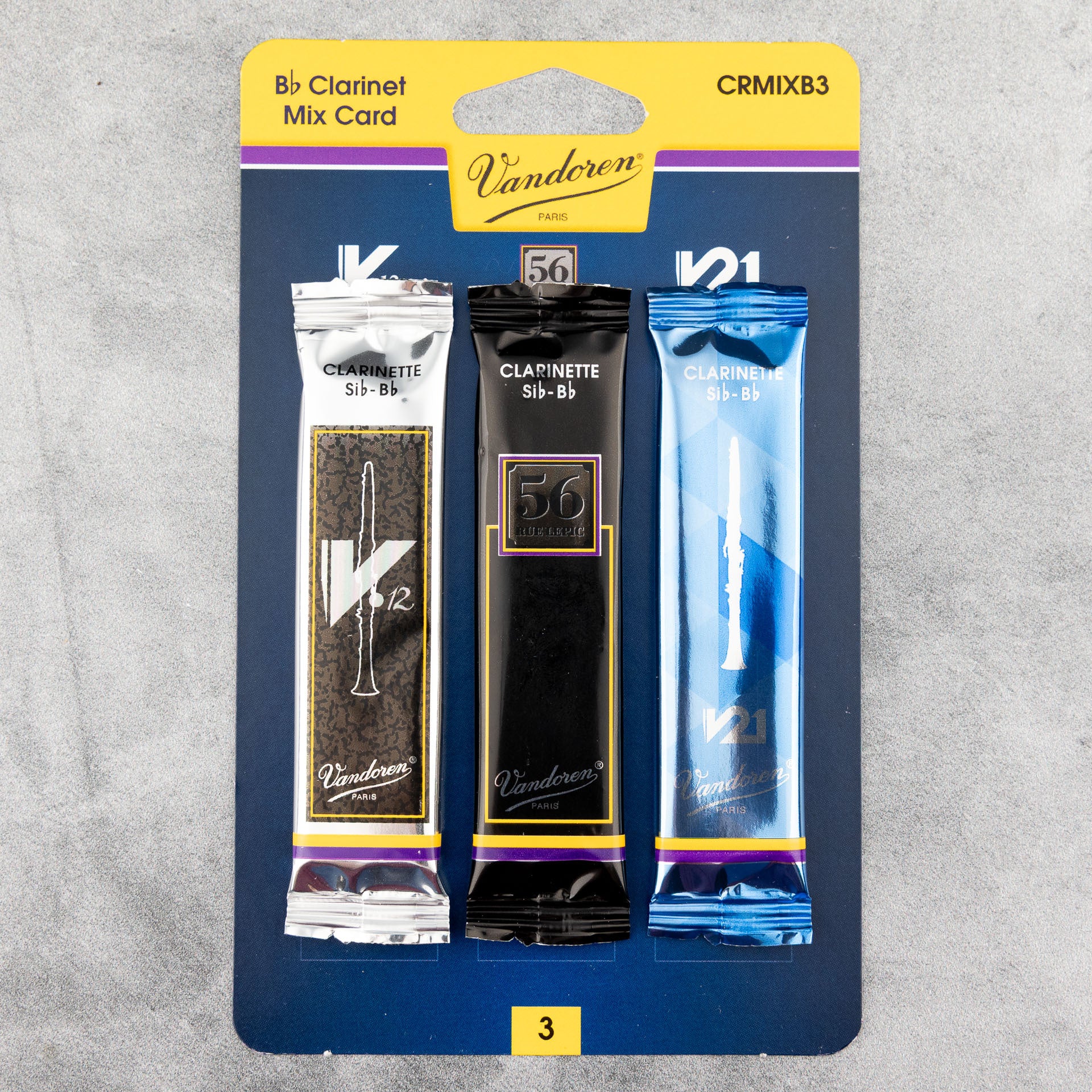 Vandoren Bb Clarinet Mix Card Reed Variety 3-Pack, Strength 3