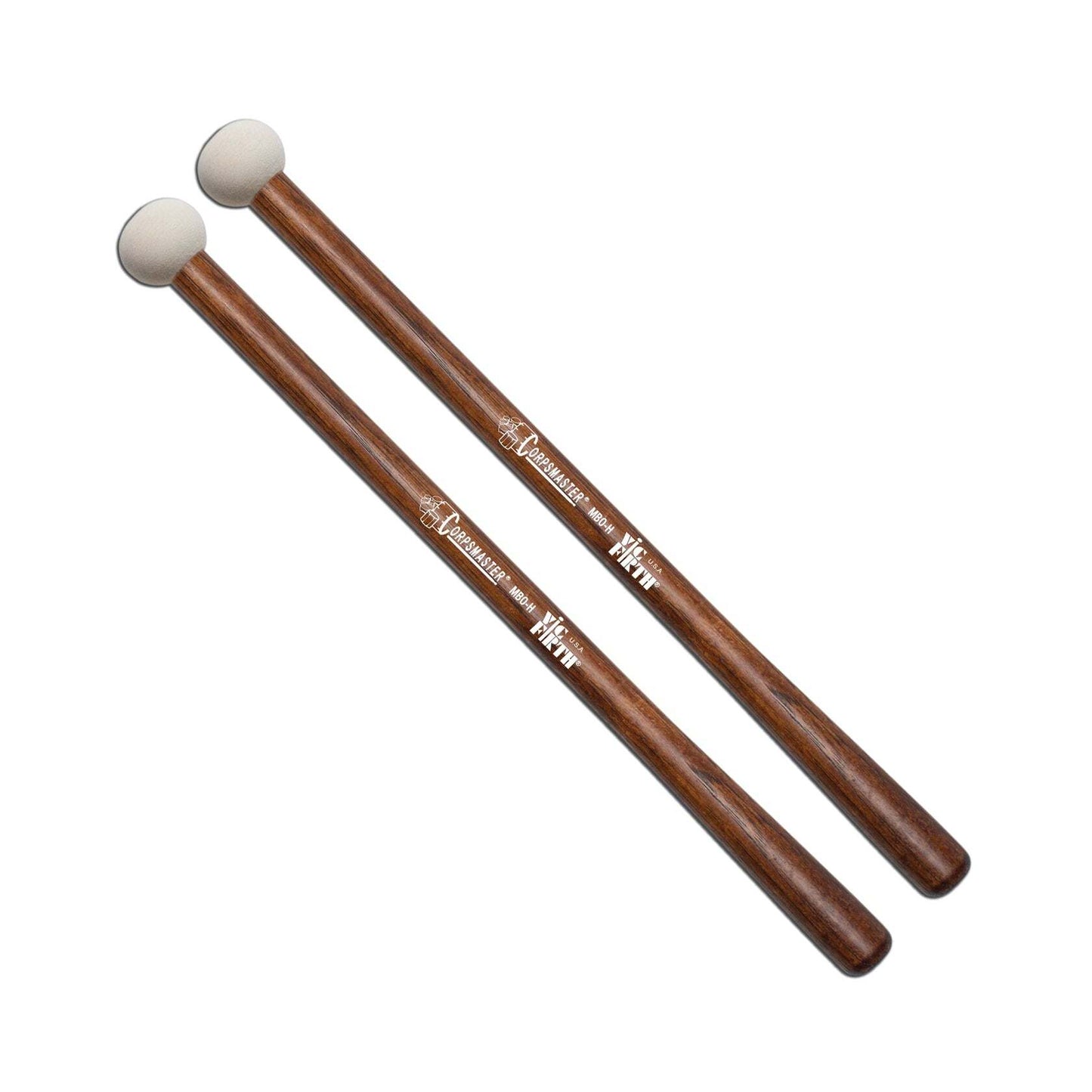 Vic Firth MB0H 14-18" Corpsmaster Hard Marching Bass Drum Mallets - Extra Small Head