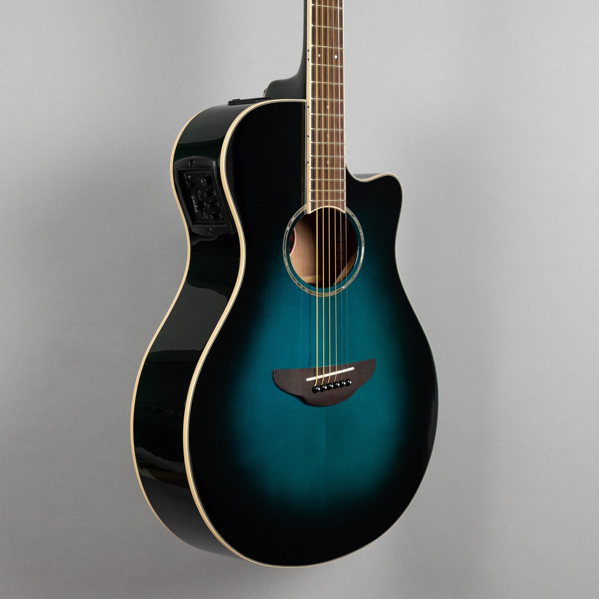 Yamaha APX600 Thinline Cutaway Acoustic Guitar in Oriental Blue Burst