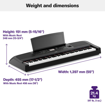 Yamaha DGX670B 88-Key Digital Portable Grand Piano, Black