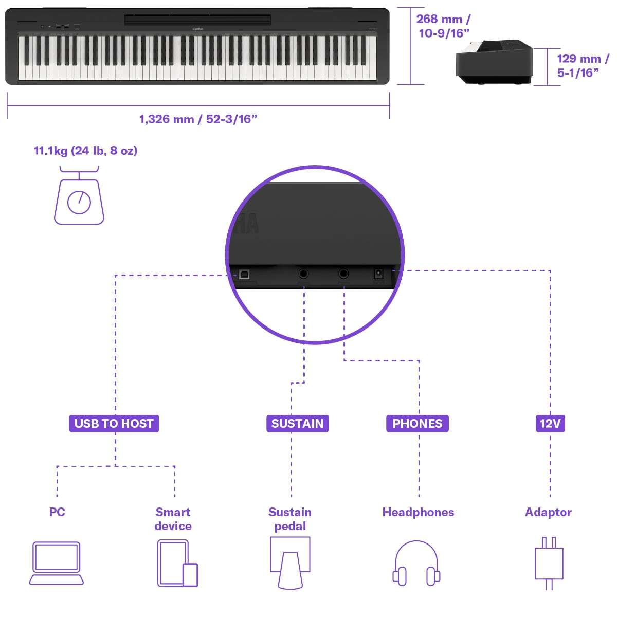 Yamaha P-143B 88-Note, Weighted Action Digital Piano, Black