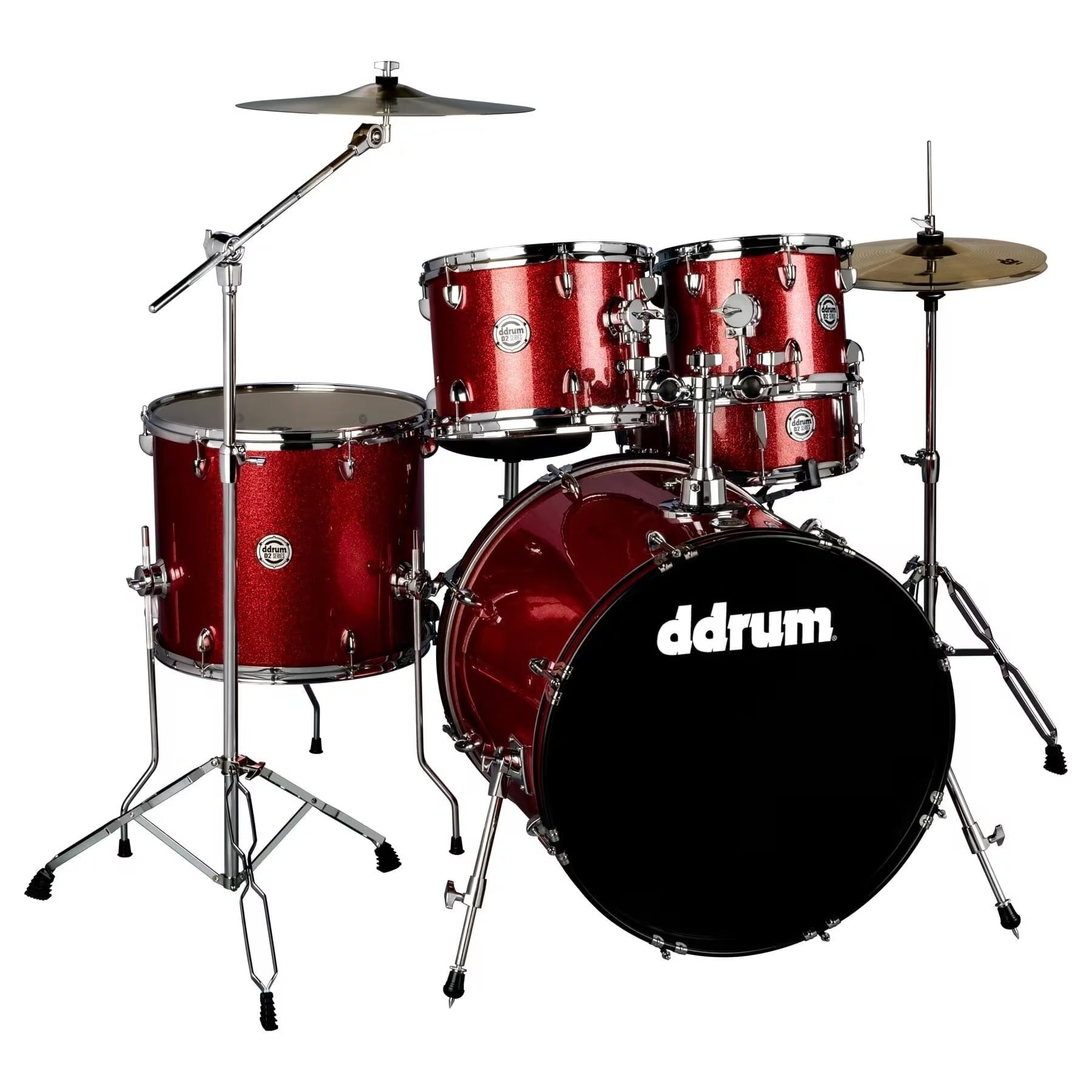 ddrum D2 522 Series, 5-Piece Complete Drum Set, Red Sparkle