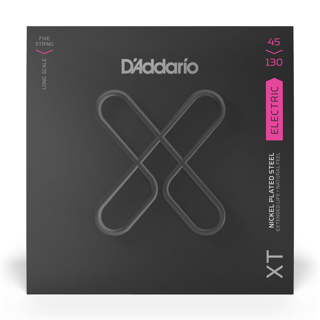 D'Addario XTB45130 XT Bass Nickel Plated Steel, Regular Light, 5-String Long Scale, 45-130