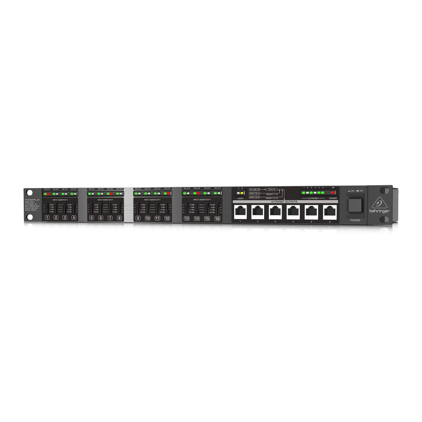 Behringer P16-I 16-Channel 19'' Input Module with Analog and ADAT Optical Inputs