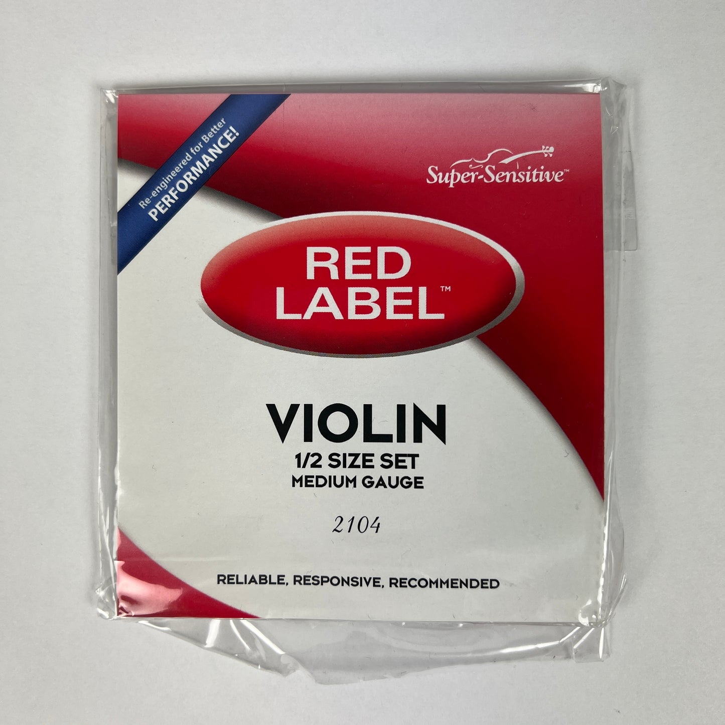 Super-Sensitive Red Label 1/2 Size Violin String Set, Medium Gauge