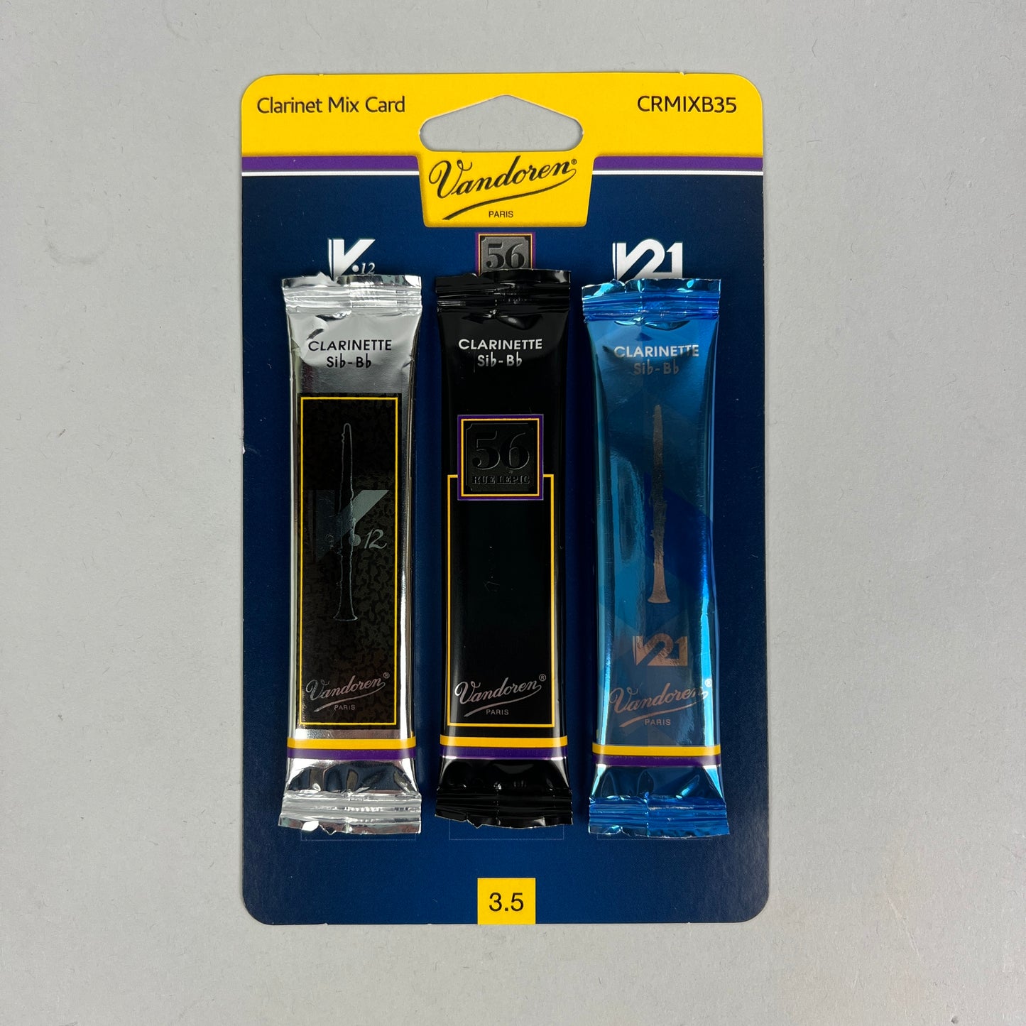 Vandoren CRMIXB35 Bb Clarinet Mix Card Reed Variety 3-Pack, Strength 3.5