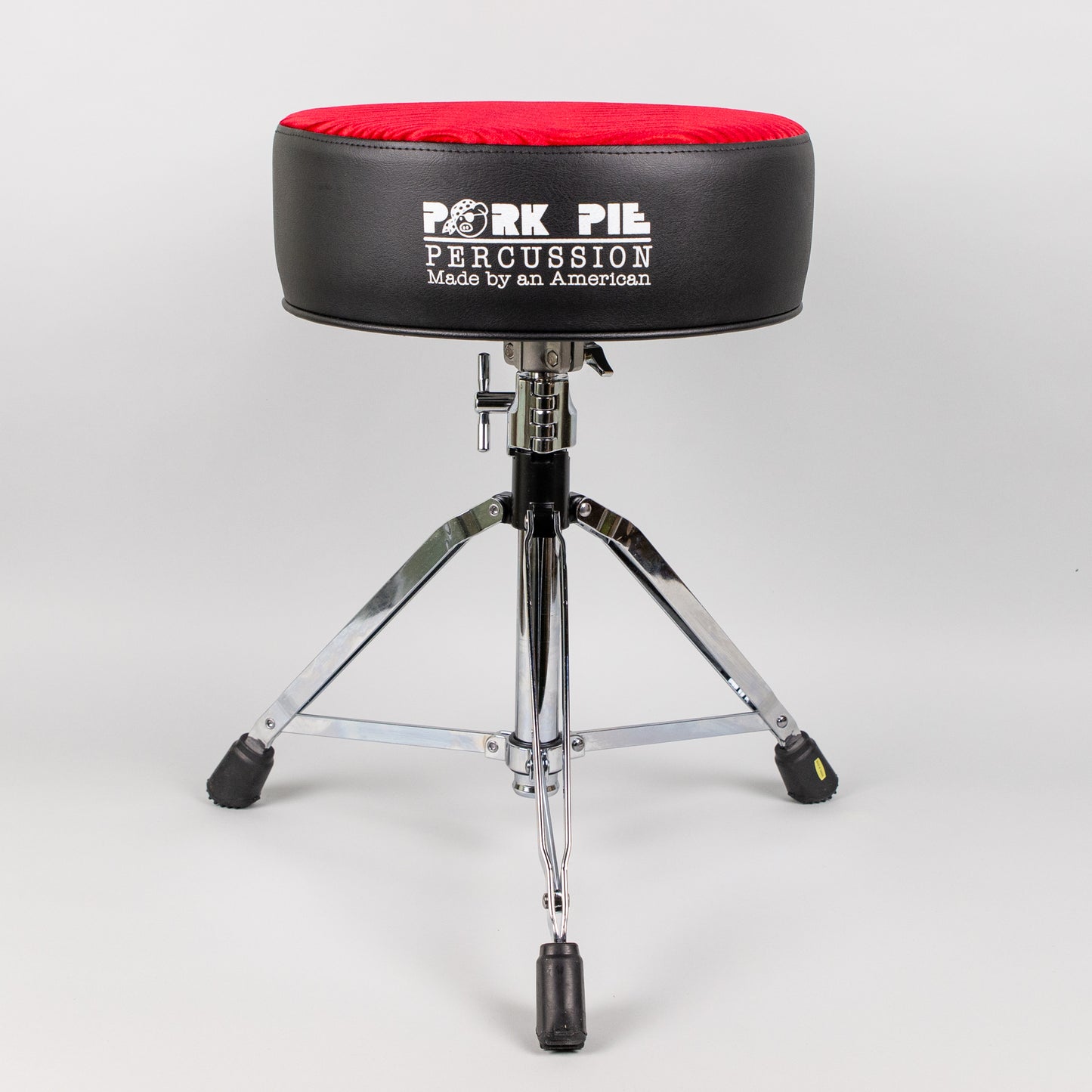 Pork Pie Round Drum Throne, Black Sides/Red Swirl Top