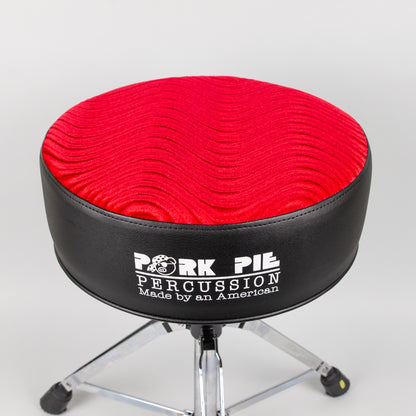 Pork Pie Round Drum Throne, Black Sides/Red Swirl Top