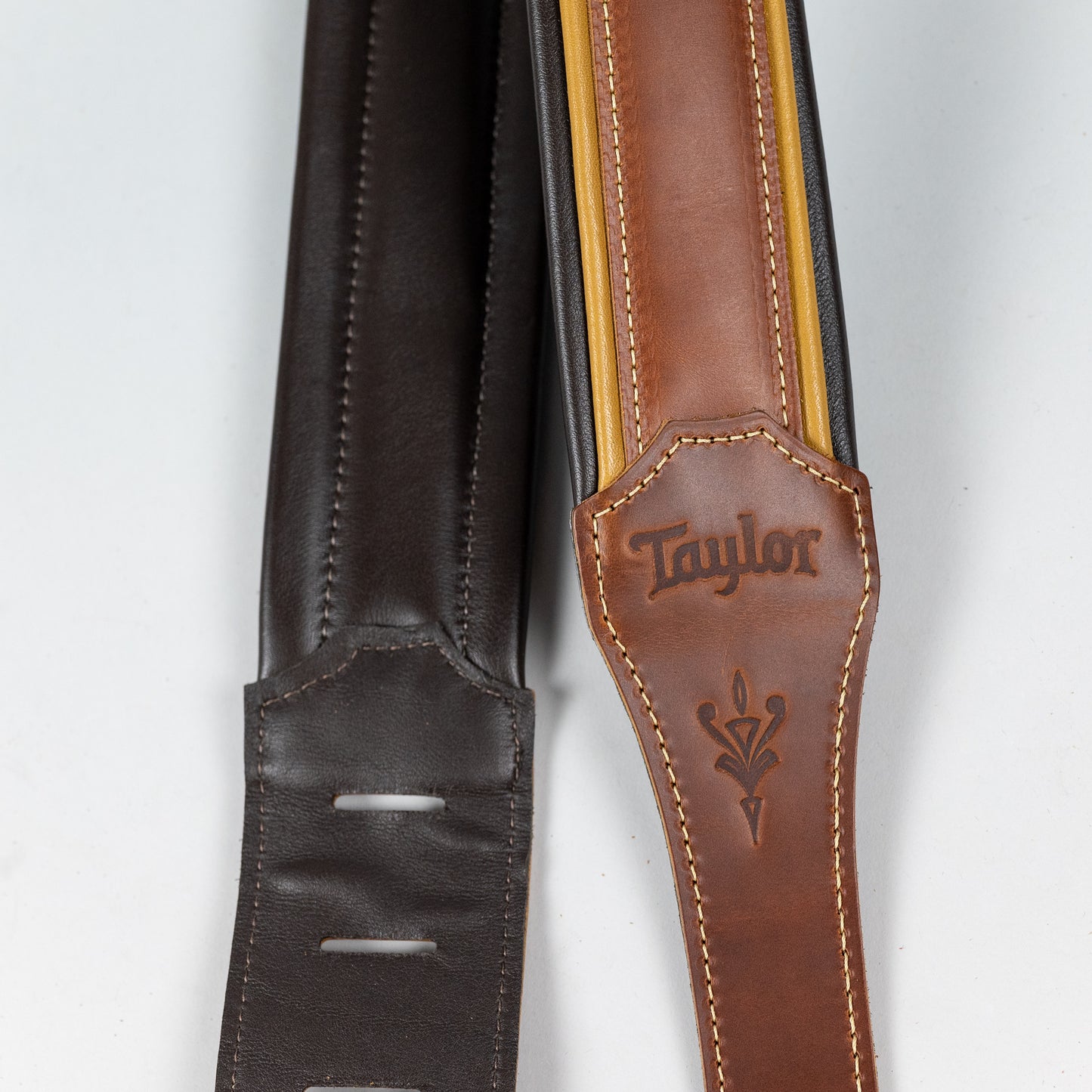 Taylor Century 2.5" Leather Guitar Strap, Medium Brown/Butterscotch/Black