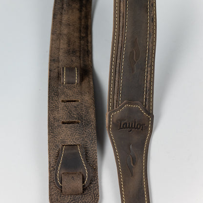 Taylor 800 Series Element Distressed Leather 2.5" Guitar Strap, Dark Brown
