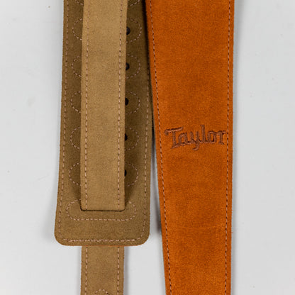 Taylor 2.5" Embroidered Suede Guitar Strap, Honey Gold
