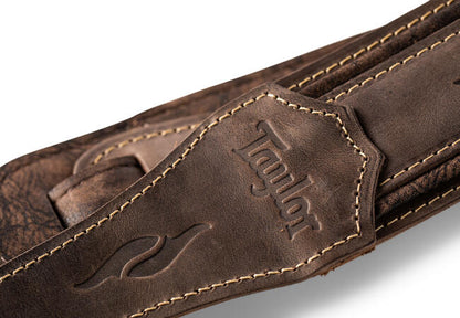 Taylor 800 Series Element Distressed Leather 2.5" Guitar Strap, Dark Brown
