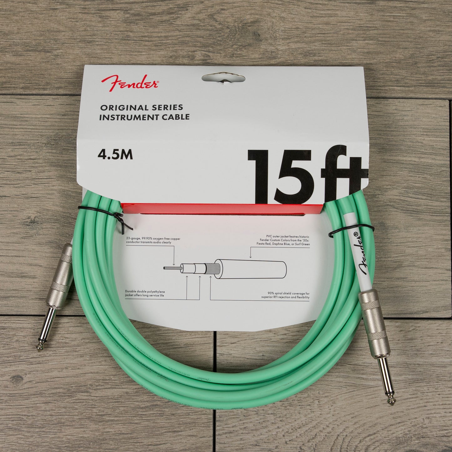 Fender 15' Original Series Instrument Cable in Surf Green
