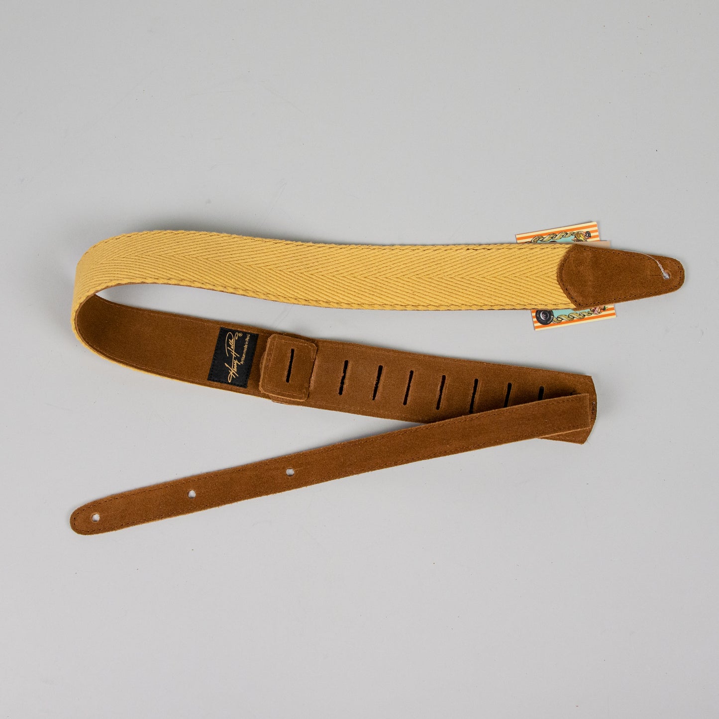 Henry Heller 2" PURE 100% Cotton Guitar Strap with Tail Adjustment, Tan