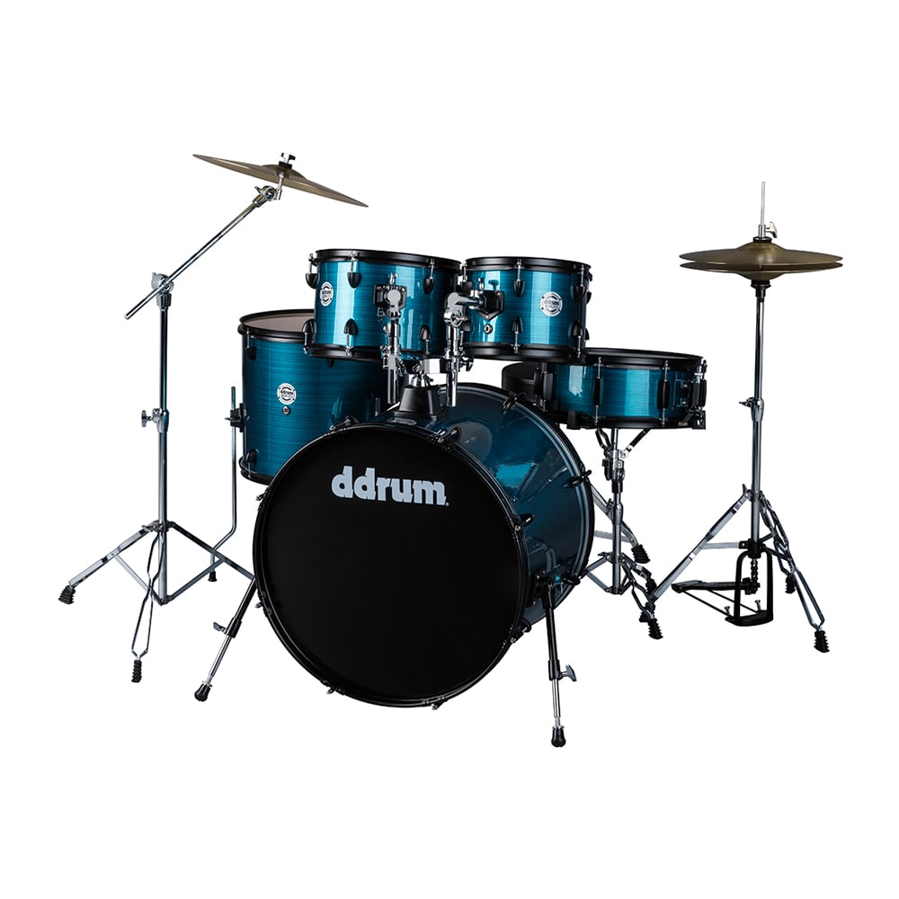 ddrum D2 Player 5-Piece Drum Set, Complete with Cymbals, Blue Pinstripe