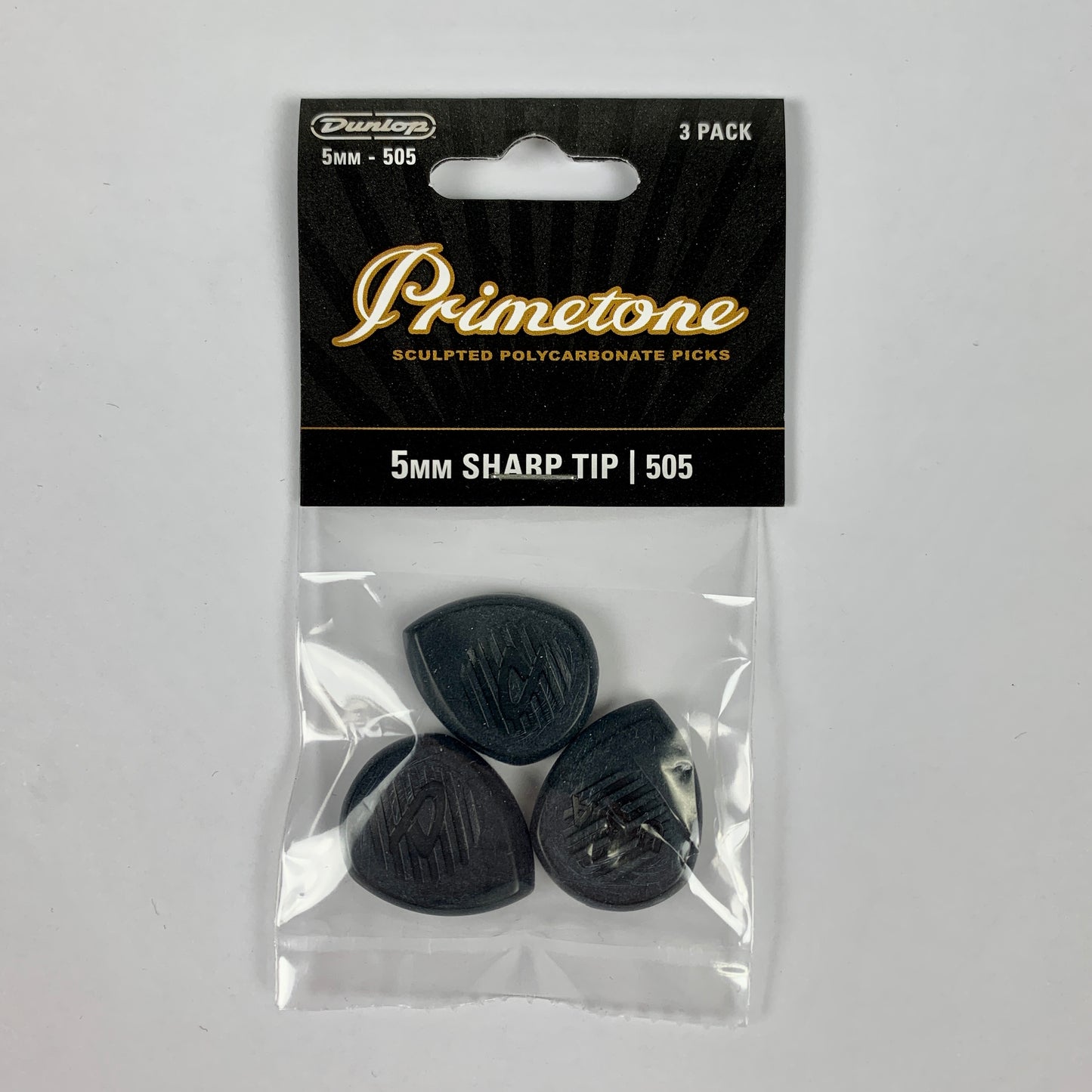 Dunlop 477P505 Primetone Classic Sharp Tip Pick 5.0mm, 3 Pack