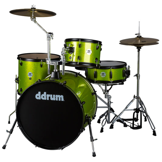 ddrum D2R Rock Series 4-Piece Drum Set w/Cymbals in Lime Sparkle