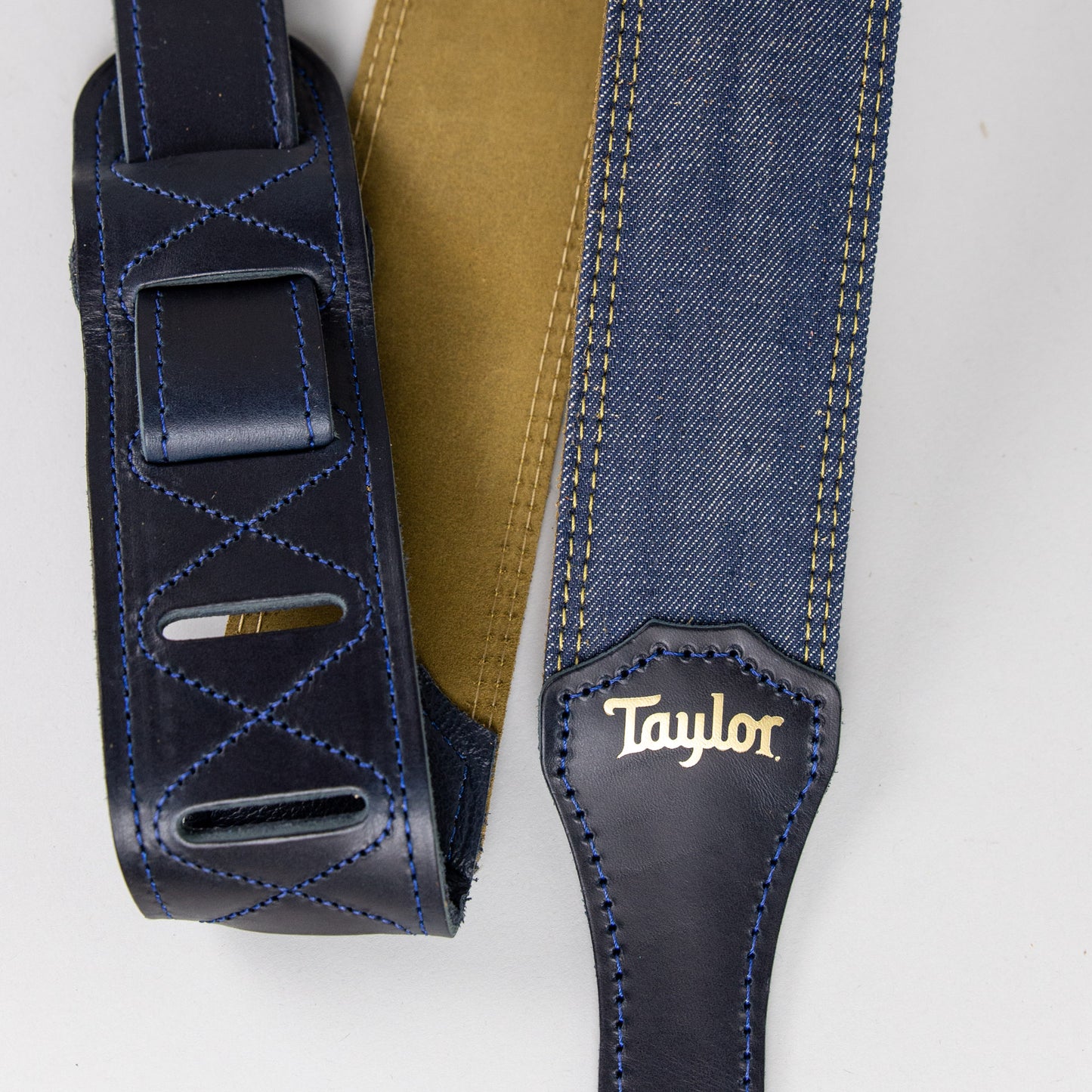 Taylor Blue Denim 2" Guitar Strap, Gold Logo
