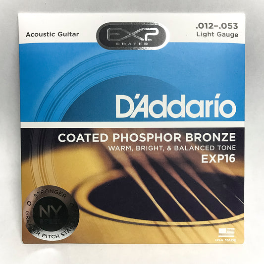 D'Addario EXP16 Coated Phosphor Bronze Acoustic Guitar Strings, Light, 12-53