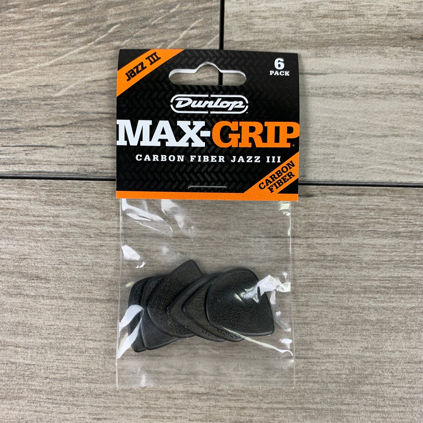 Dunlop Max-Grip Jazz III Carbon Fiber Picks, 6-Pack