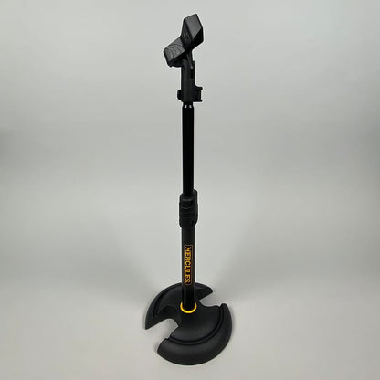 Hercules Low Profile Microphone Stand, H-Shaped Base, EZ Mic Clip
