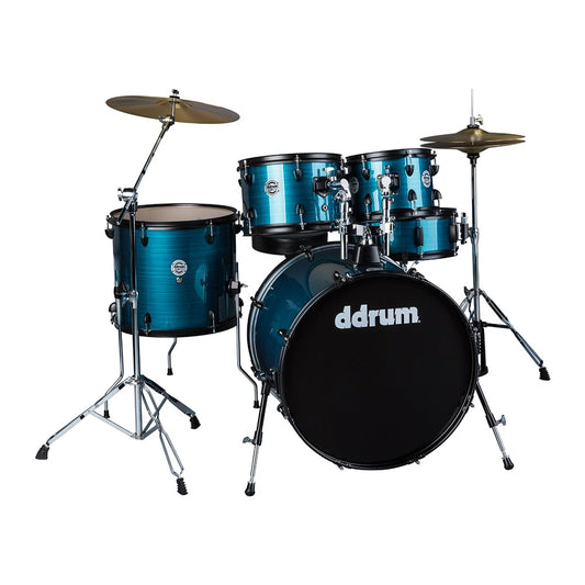 ddrum D2 Player 5-Piece Drum Set, Complete with Cymbals, Blue Pinstripe