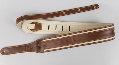 Taylor 800 Series Element Brown/Cream Leather Guitar Strap, 2.5"
