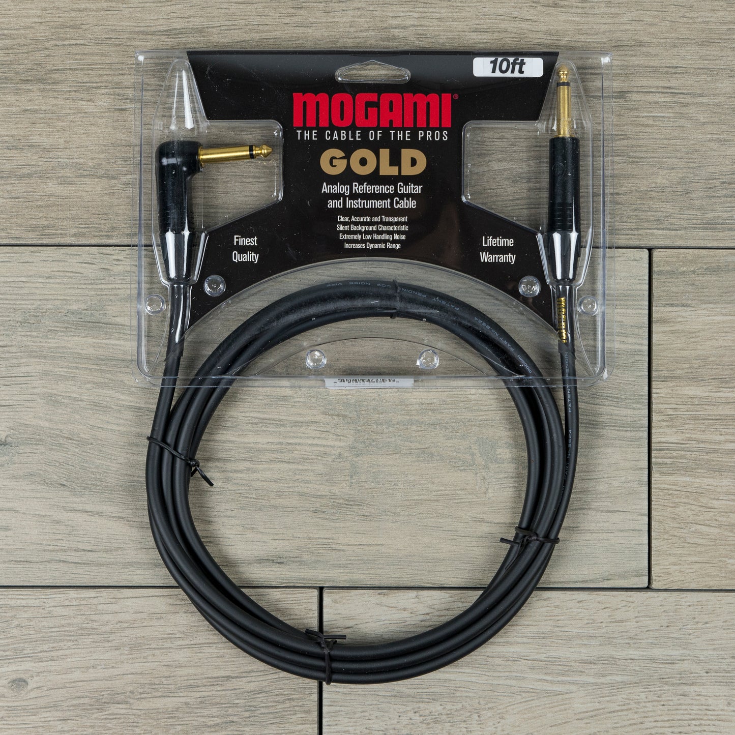 Mogami Gold Instrument Cable, Straight to Right Angle (10ft)