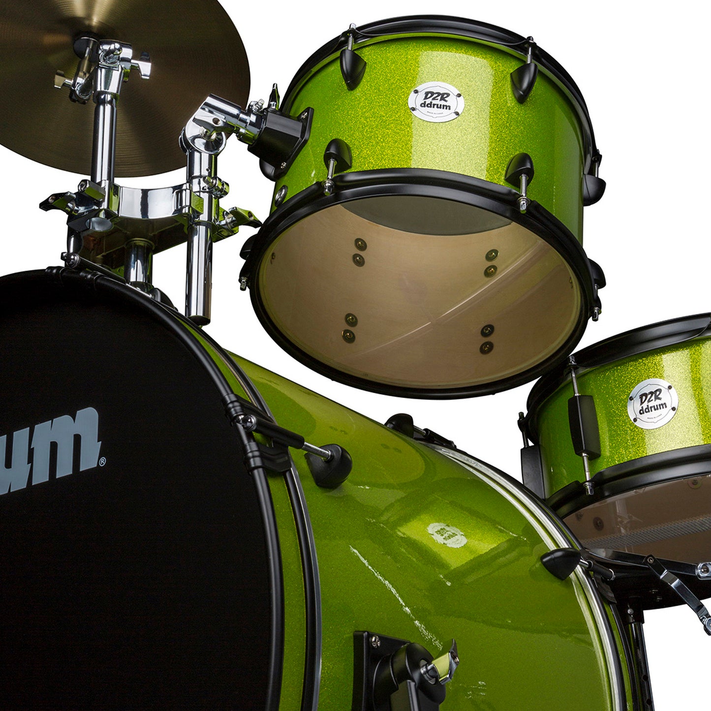 ddrum D2R Rock Series 4-Piece Drum Set w/Cymbals in Lime Sparkle
