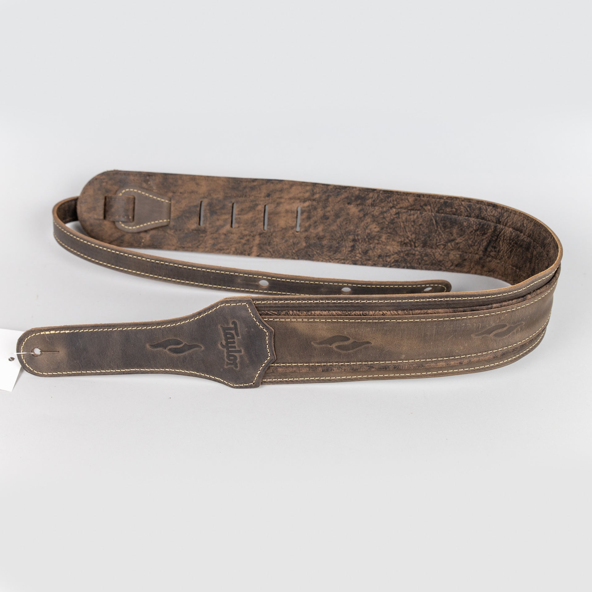 2.5 Distressed Leather Backed Guitar Strap - Brown/Cream